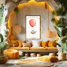 Gepersonaliseerde Nursery Art – Vogel met rode bal Perfect Poster