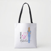 Gepersonaliseerde Nursery Hart Stethoscoop Canvas  Tote Bag (Voorkant)
