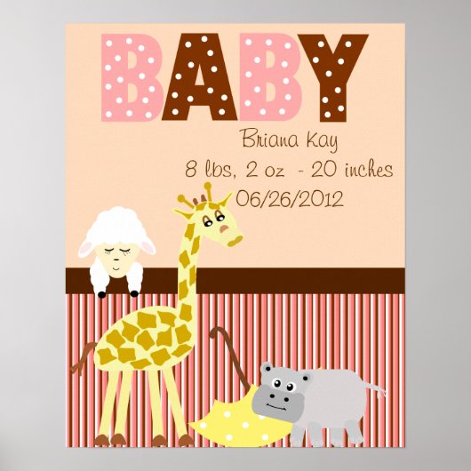 Gepersonaliseerde Nursery Stuffed Animals Nieuw Ba Poster (Voorkant)