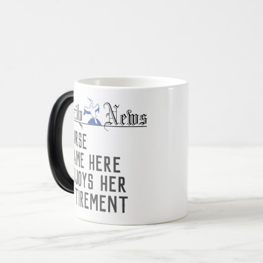 Gepersonaliseerde Nurse's Retirement Gift Headline Magische Mok (Voorkant links)