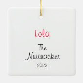 Gepersonaliseerde Nutkraker Ballet Clara Keramisch Ornament (Achterkant)
