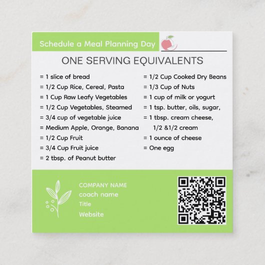 Gepersonaliseerde Nutrition Coaching Visitekaartje (Achterkant)