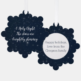 Gepersonaliseerde O Holy Night Christmas Song Teks Ornament Kaart