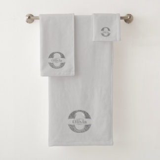Gepersonaliseerde O Initiaal Silver Monogram Jouw Bad Handdoek