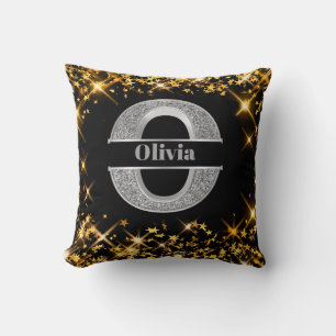 Gepersonaliseerde O Initiaal Silver Monogram Jouw  Kussen