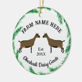 Gepersonaliseerde Oberhasli Dairy Goat Pine Wreath Keramisch Ornament (Links)
