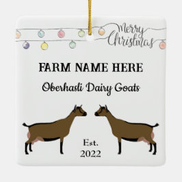 Gepersonaliseerde Oberhasli Dairy Goat White Kerst Keramisch Ornament