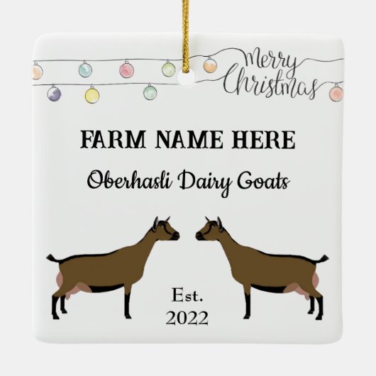 Gepersonaliseerde Oberhasli Dairy Goat White Kerst Keramisch Ornament (Achterkant)