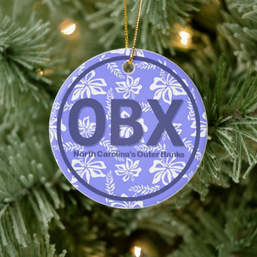 Gepersonaliseerde OBX Buitenbanken Paarse Kerstmis Keramisch Ornament (Boom)