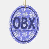 Gepersonaliseerde OBX Buitenbanken Paarse Kerstmis Keramisch Ornament (Rechts)