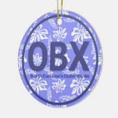 Gepersonaliseerde OBX Buitenbanken Paarse Kerstmis Keramisch Ornament (Links)