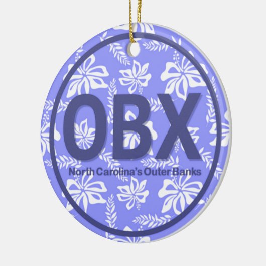 Gepersonaliseerde OBX Buitenbanken Paarse Kerstmis Keramisch Ornament (Links)