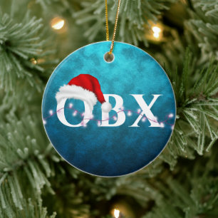 Gepersonaliseerde OBX Santa Hoed en verlichting Ke Keramisch Ornament