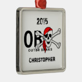 Gepersonaliseerde OBX schedel Crossbones Pirate Or Metalen Ornament (Rechts)