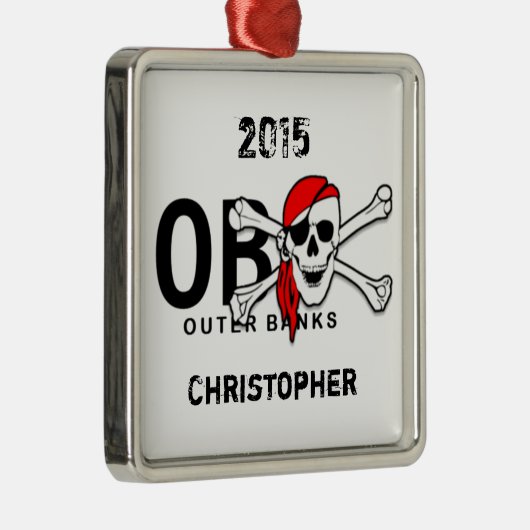 Gepersonaliseerde OBX schedel Crossbones Pirate Or Metalen Ornament (Rechts)