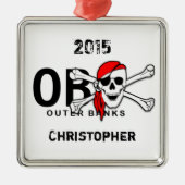 Gepersonaliseerde OBX schedel Crossbones Pirate Or Metalen Ornament (Voorkant)