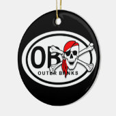 Gepersonaliseerde OBX Skull en Crossbones Pirate Keramisch Ornament (Links)