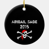 Gepersonaliseerde OBX Skull en Crossbones Pirate Keramisch Ornament (Achterkant)