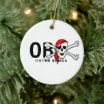 Gepersonaliseerde OBX Skull en Crossbones Pirate Keramisch Ornament<br><div class="desc">Gepersonaliseerde OBX Skull en Crossbones Pirate Outer Banks NC kerstversiering.</div>
