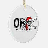 Gepersonaliseerde OBX Skull en Crossbones Pirate Keramisch Ornament (Rechts)