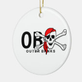 Gepersonaliseerde OBX Skull en Crossbones Pirate Keramisch Ornament (Links)