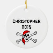 Gepersonaliseerde OBX Skull en Crossbones Pirate Keramisch Ornament (Achterkant)