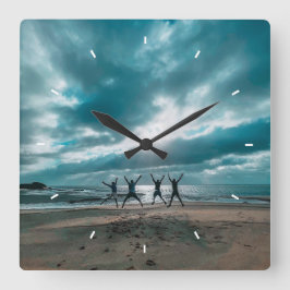 Gepersonaliseerde Ocean Beach uitzicht Scène Vierkante Klok