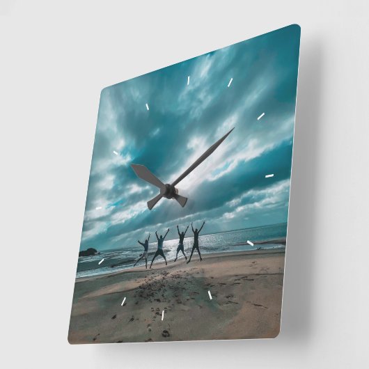 Gepersonaliseerde Ocean Beach uitzicht Scène Vierkante Klok (Hoek)