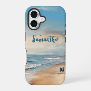 Gepersonaliseerde Ocean Beach Vakantie Scene iPhone 16 Hoesje