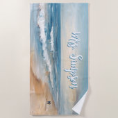 Gepersonaliseerde Ocean Beach Vakantie Scene Strandlaken (Voorkant)