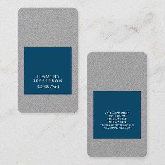 Gepersonaliseerde Ocean Blue Grey Elegant Modern Visitekaartje (Voorkant / Achterkant)