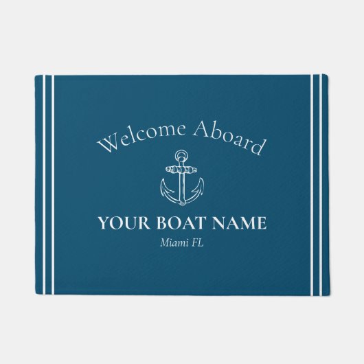 Gepersonaliseerde Ocean Blue Nautical Doormat 🌊⚓ Deurmat (Voorkant)