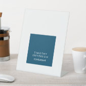 Gepersonaliseerde Ocean Blue White Elegant Modern Reclamebord Met Voetstuk (Insitu)