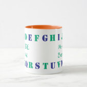 Gepersonaliseerde Ocean Green, Blauw Engels Alfabe Mok (Midden)