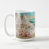 Gepersonaliseerde Ocean Wave 3D look Beach Flower Koffiemok (Links)