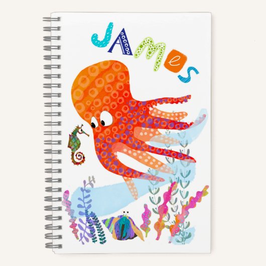 Gepersonaliseerde Octopus en Ocean Friends Notitie Notitieboek (Voorkant)