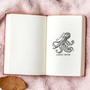 Gepersonaliseerde Octopus Ex Libris Boekplaat Rubberstempel