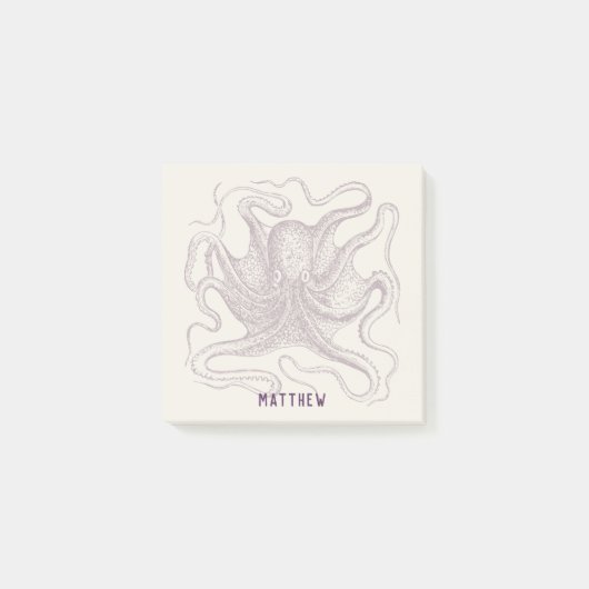 Gepersonaliseerde Octopus geïllustreerd Paars en c Post-it® Notes (Voorkant)
