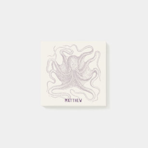 Gepersonaliseerde Octopus geïllustreerd Paars en Post-it® Notes