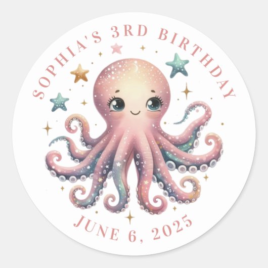 Gepersonaliseerde octopus ronde Stickers (Voorkant)