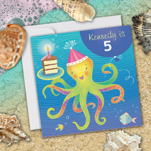 Gepersonaliseerde Octopus Verjaardag uitnodiging