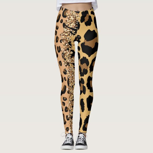 Gepersonaliseerde Oerwoud Cat Print Wild Animal Pa Leggings (Voorkant)