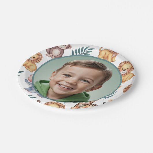 Gepersonaliseerde Oerwoud Safari Animal Border Fot Papieren Bordje (Gekanteld)