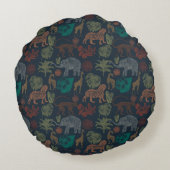 Gepersonaliseerde Oerwoud Safari Rond Kussen (Achterkant)
