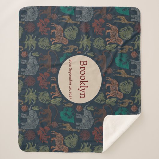 Gepersonaliseerde  Oerwoud Safari Sherpa Deken (Voorkant)
