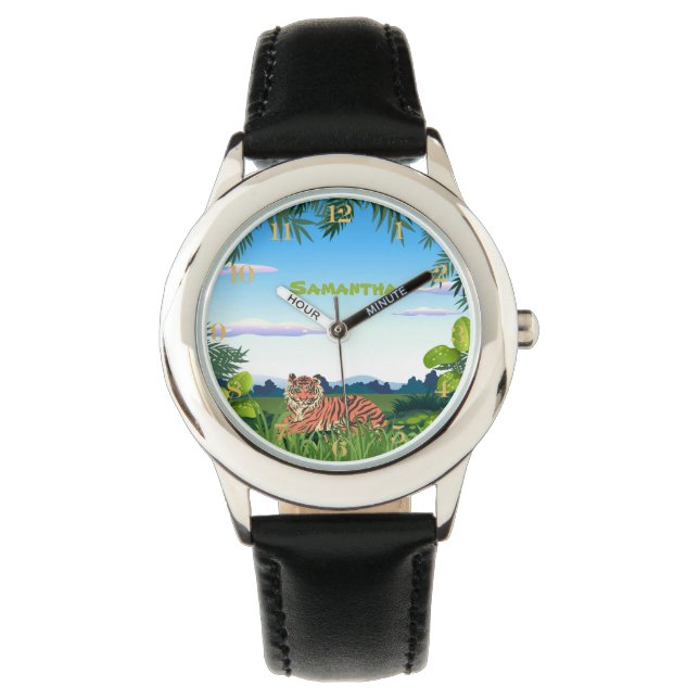 Gepersonaliseerde Oerwoud Tijger Horloge (Voorkant)
