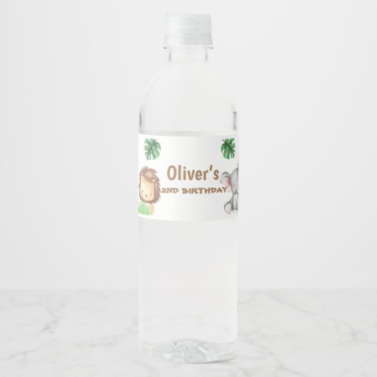 Gepersonaliseerde Oerwouden Waterverf Waterfles Etiket (Voorkant)