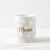Gepersonaliseerde off-white tumbling squares Mok (Center)