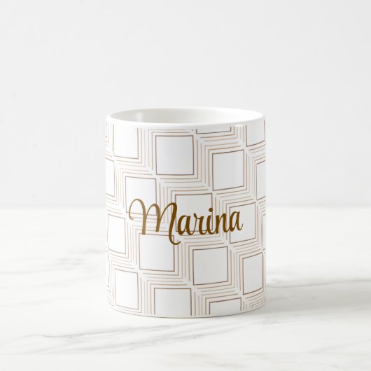 Gepersonaliseerde off-white tumbling squares Mok (Center)