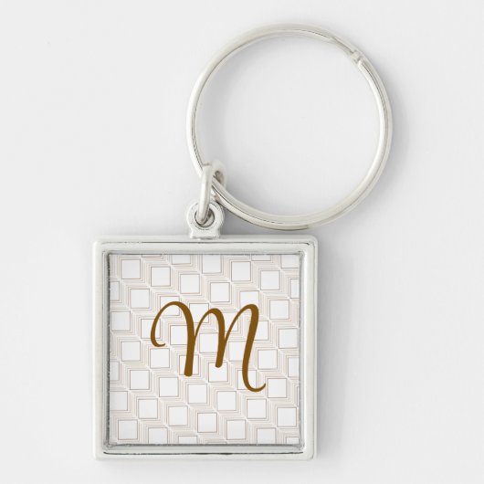Gepersonaliseerde off-white tumbling squares sleut sleutelhanger (Voorkant)